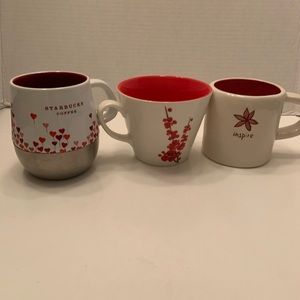 Lot of 3 Starbucks coffee mugs cups 2007 2008